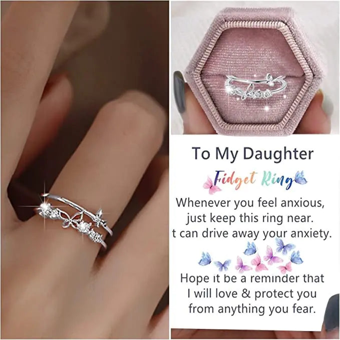 Ensemble de Bagues Papillon Double Couche Serties de Diamants pour Femme