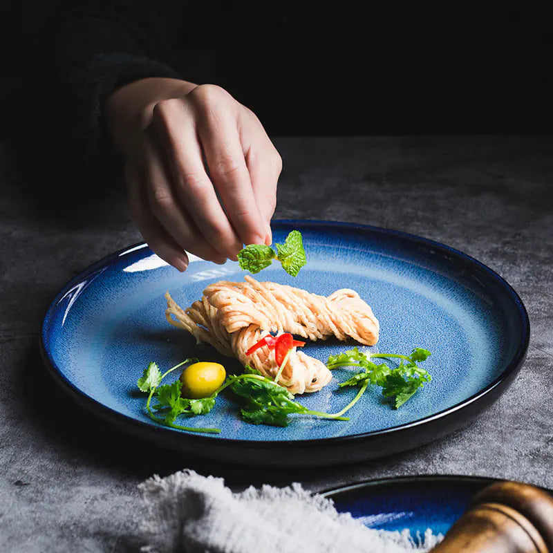 Elegant Blue Gradient Porcelain Plate