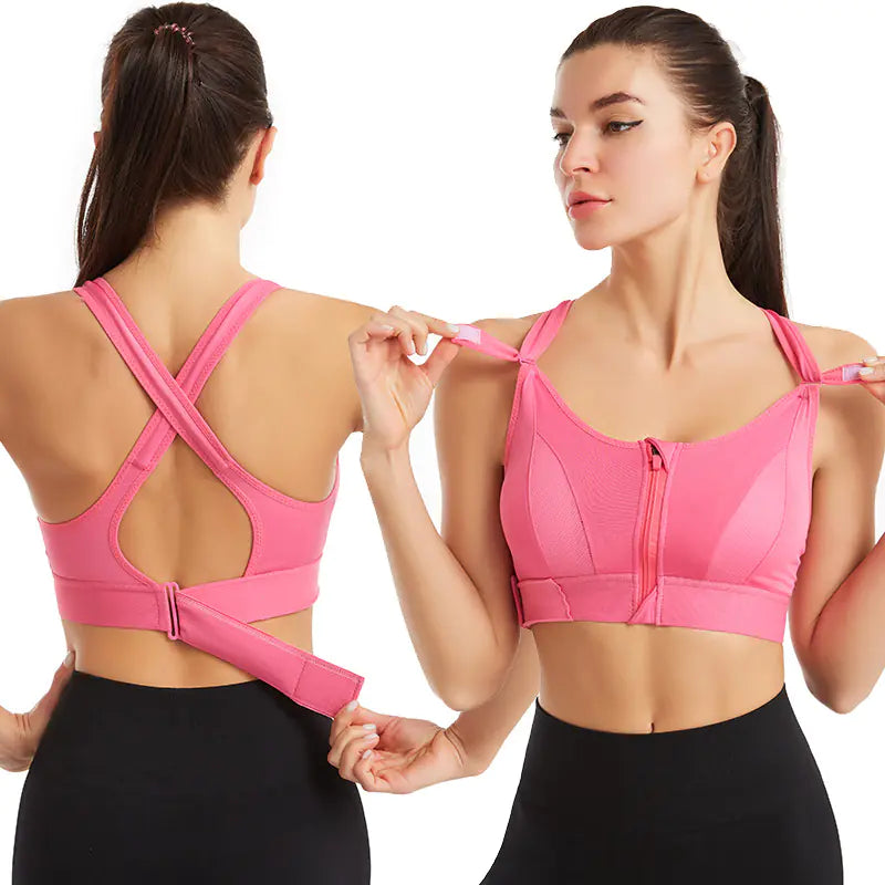 Soutien-Gorge de Sport à Fermeture Éclair Ajustable pour Yoga et Fitness