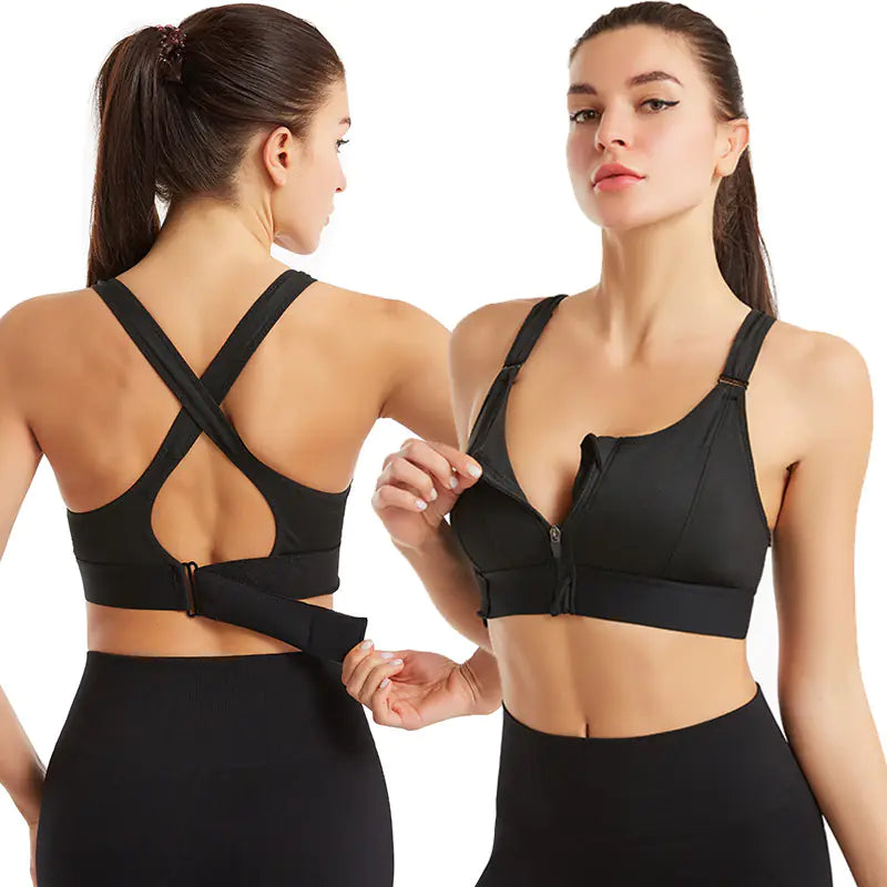 Soutien-Gorge de Sport à Fermeture Éclair Ajustable pour Yoga et Fitness