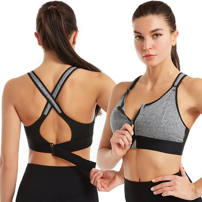 Soutien-Gorge de Sport à Fermeture Éclair Ajustable pour Yoga et Fitness
